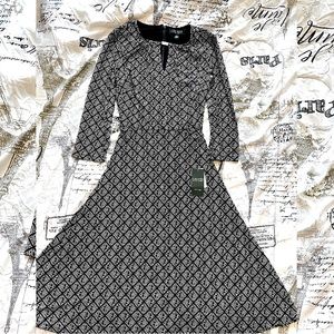 NWT Black and White Patterned Cut Out Ralph Lauren Dress